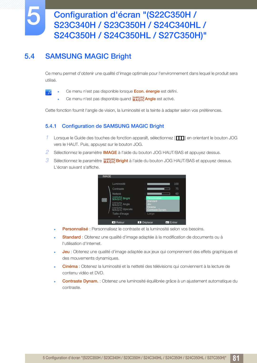 Samsung LS24C350HS/EN, LS22C350HS/EN, LS23C350HS/EN, LS27C350HS/EN, LS22D300NY/EN manual Samsung Magic Bright 