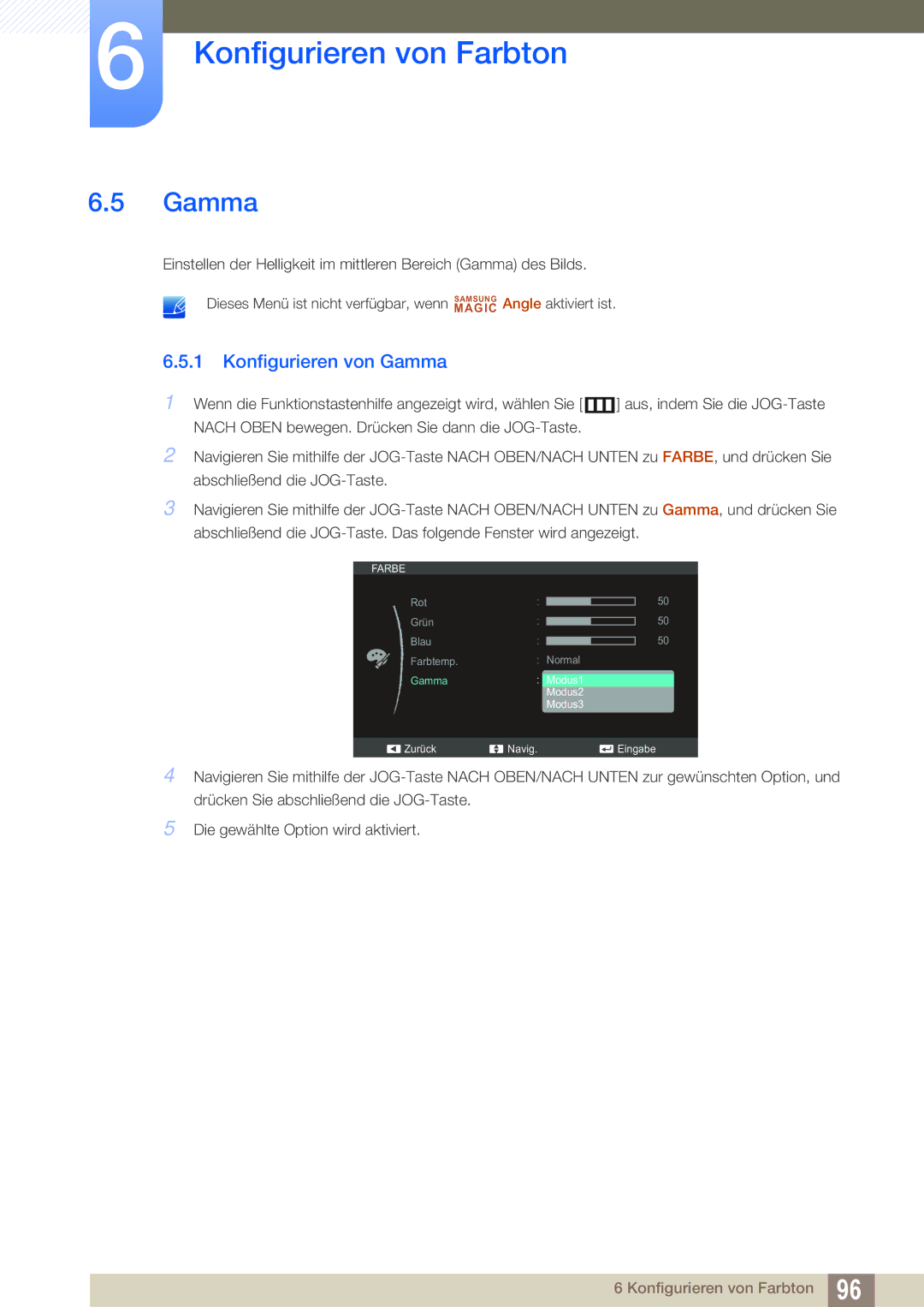 Samsung LS24C350HS/EN, LS22C350HS/EN, LS23C350HS/EN, LS27C350HS/EN, LS22D300NY/EN manual Konfigurieren von Gamma 