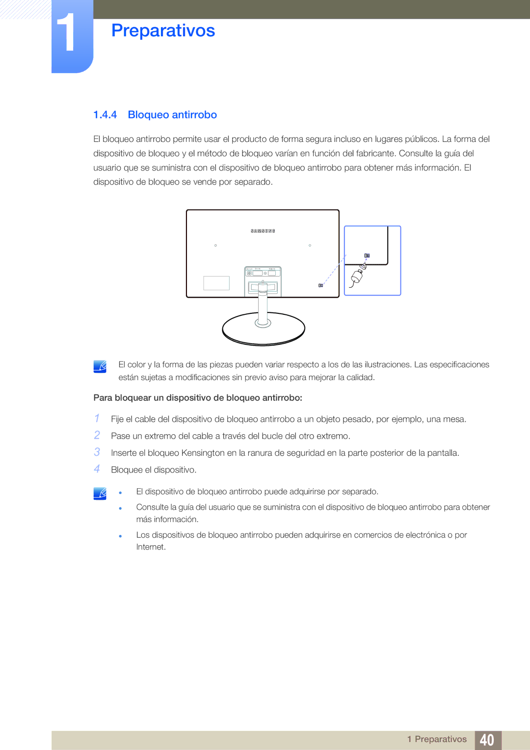 Samsung LS22C350HS/EN, LS24C350HS/EN, LS23C350HS/EN, LS27C350HS/EN, LS22D300NY/EN manual Bloqueo antirrobo 