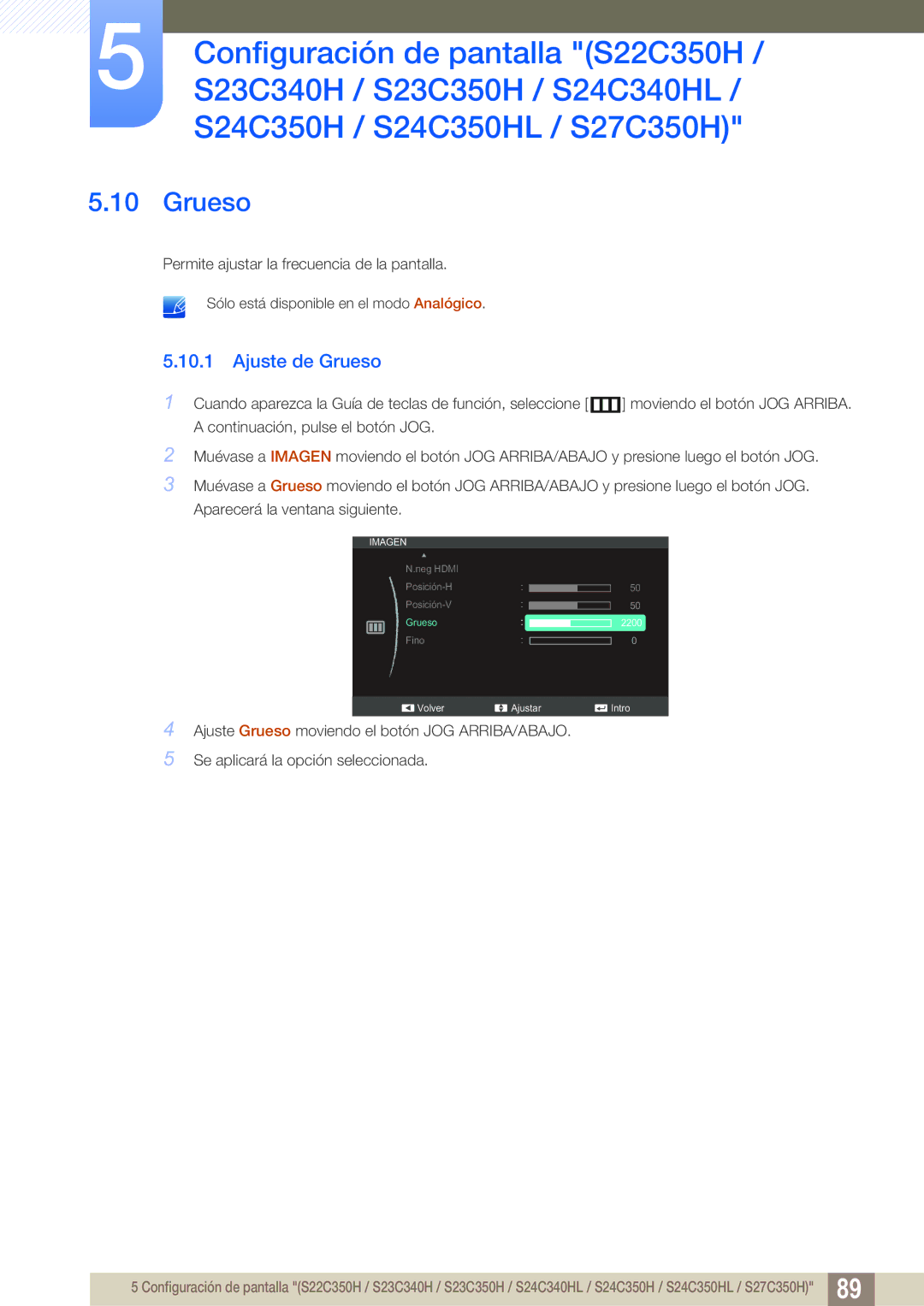 Samsung LS22D300NY/EN, LS22C350HS/EN, LS24C350HS/EN, LS23C350HS/EN, LS27C350HS/EN manual Neg Hdmi Posición-H Posición-V 