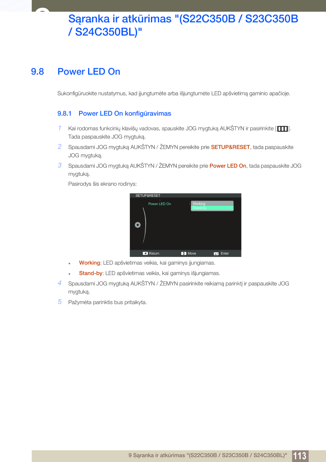 Samsung LS27C350HS/EN, LS22C350HS/EN, LS24C350HS/EN, LS23C350HS/EN, LS22D300NY/EN manual  Working 