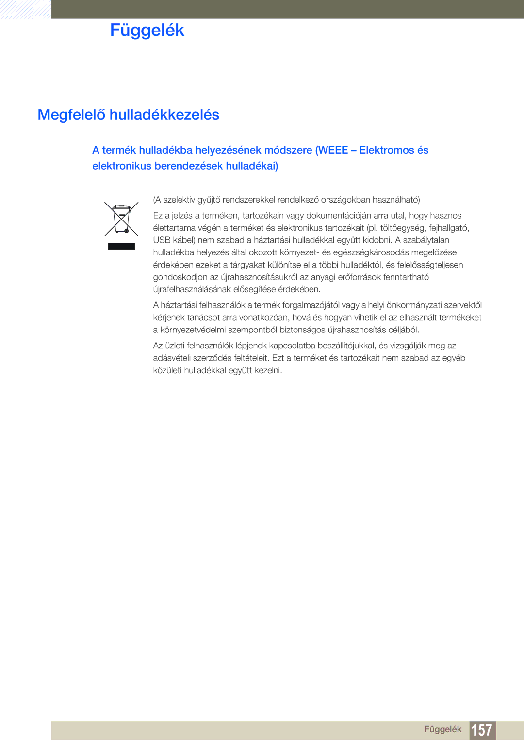 Samsung LS23C350HS/EN, LS22C350HS/EN, LS24C350HS/EN, LS27C350HS/EN, LS22D300NY/EN manual Megfelelő hulladékkezelés 