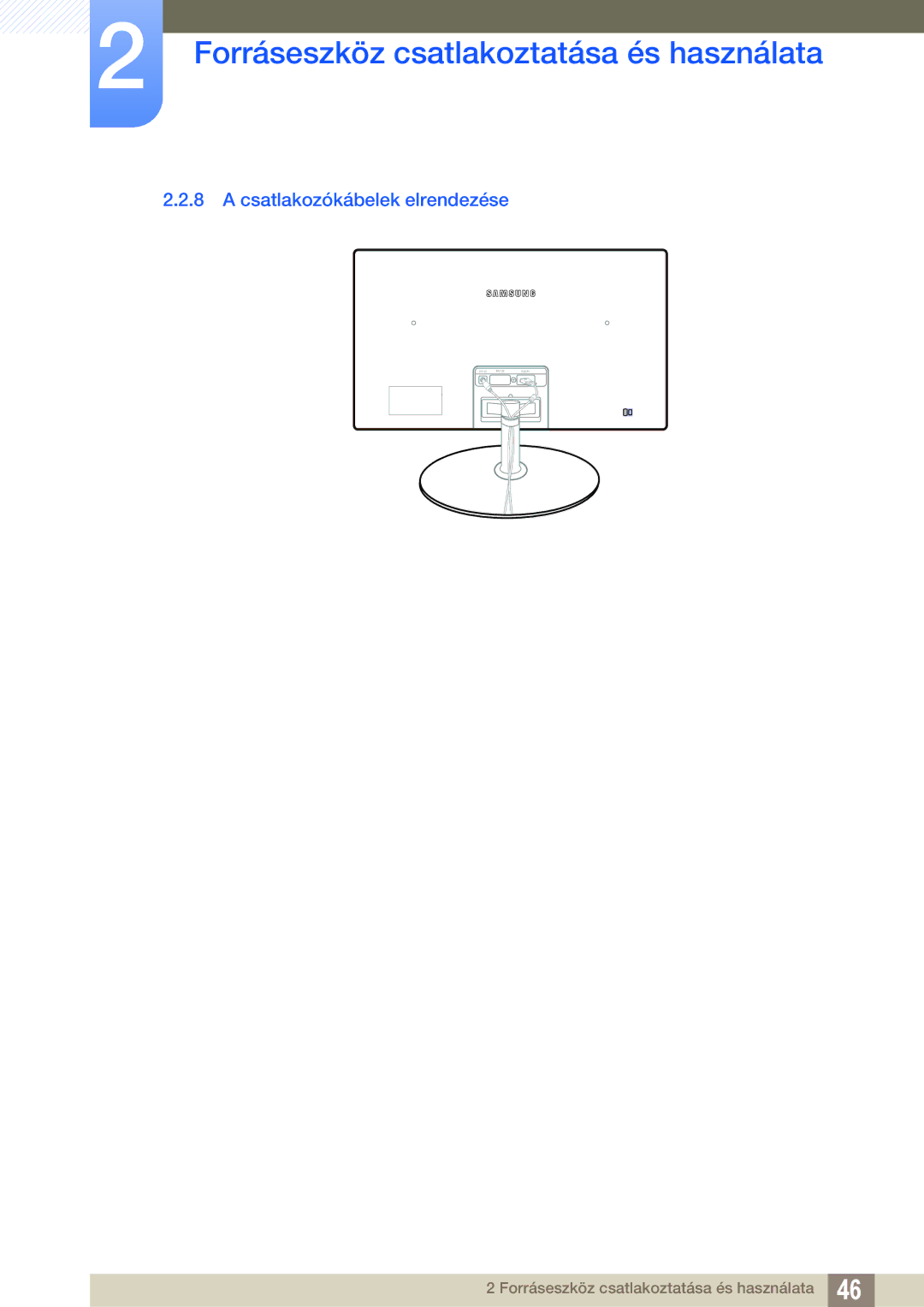 Samsung LS24C350HS/EN, LS22C350HS/EN, LS23C350HS/EN, LS27C350HS/EN, LS22D300NY/EN manual Csatlakozókábelek elrendezése 