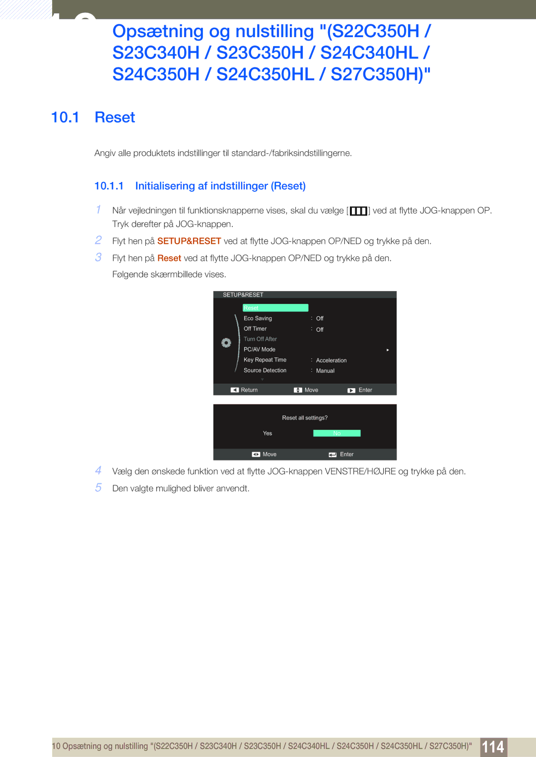 Samsung LS23C350HS/EN, LS22C350HS/EN, LS24C350HS/EN, LS27C350HS/EN manual Reset 