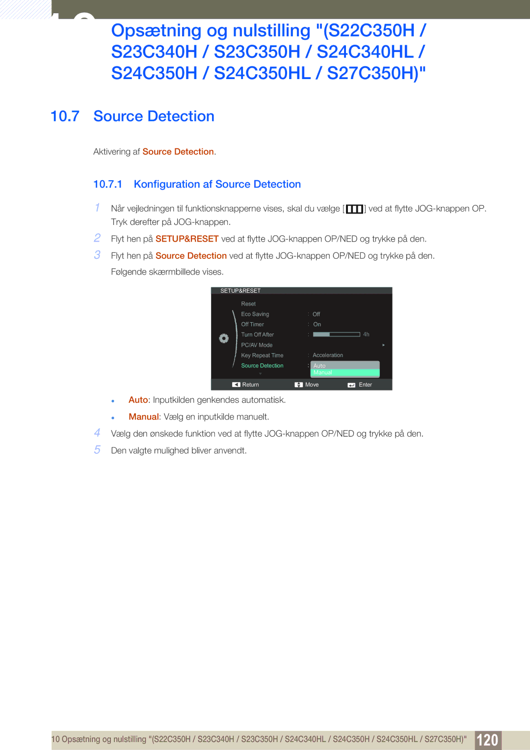 Samsung LS22C350HS/EN, LS24C350HS/EN, LS23C350HS/EN, LS27C350HS/EN manual Source Detection 