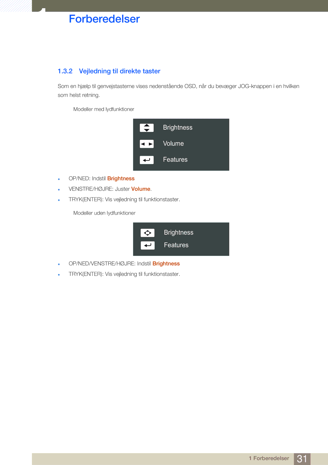 Samsung LS27C350HS/EN, LS22C350HS/EN, LS24C350HS/EN, LS23C350HS/EN manual Brightness Volume Features 