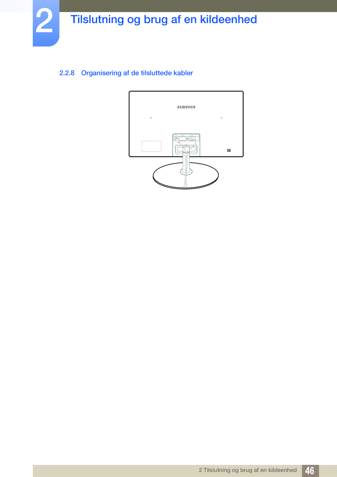 Samsung LS23C350HS/EN, LS22C350HS/EN, LS24C350HS/EN, LS27C350HS/EN manual Organisering af de tilsluttede kabler 