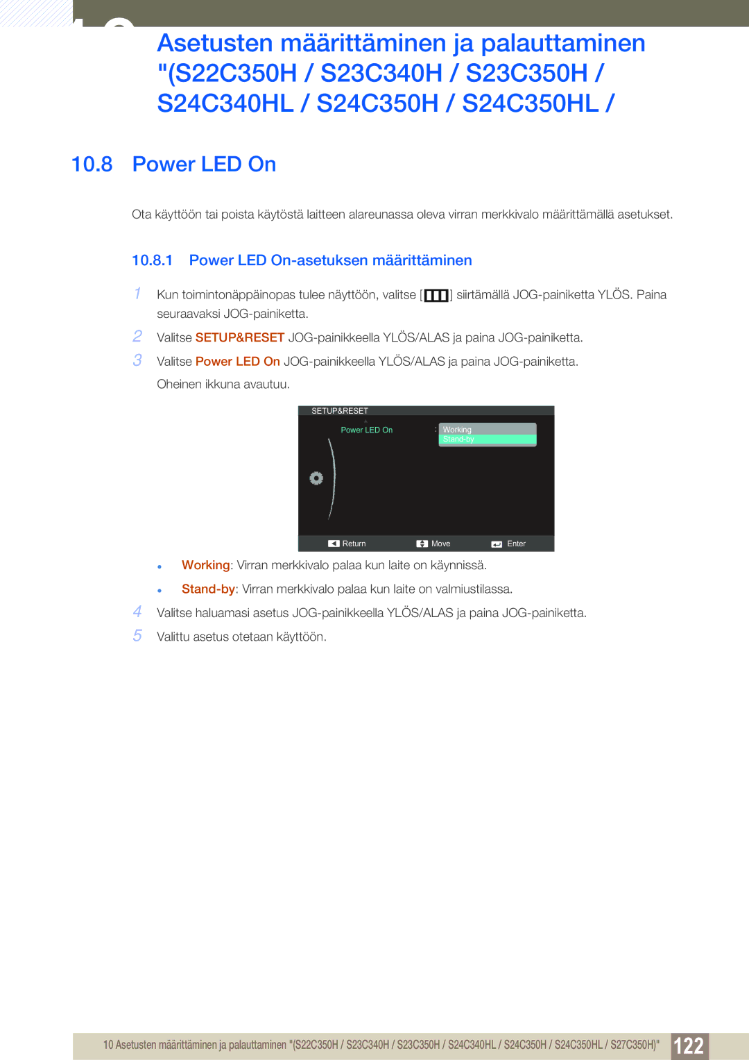 Samsung LS23C350HS/EN, LS22C350HS/EN, LS24C350HS/EN, LS27C350HS/EN manual Power LED On 