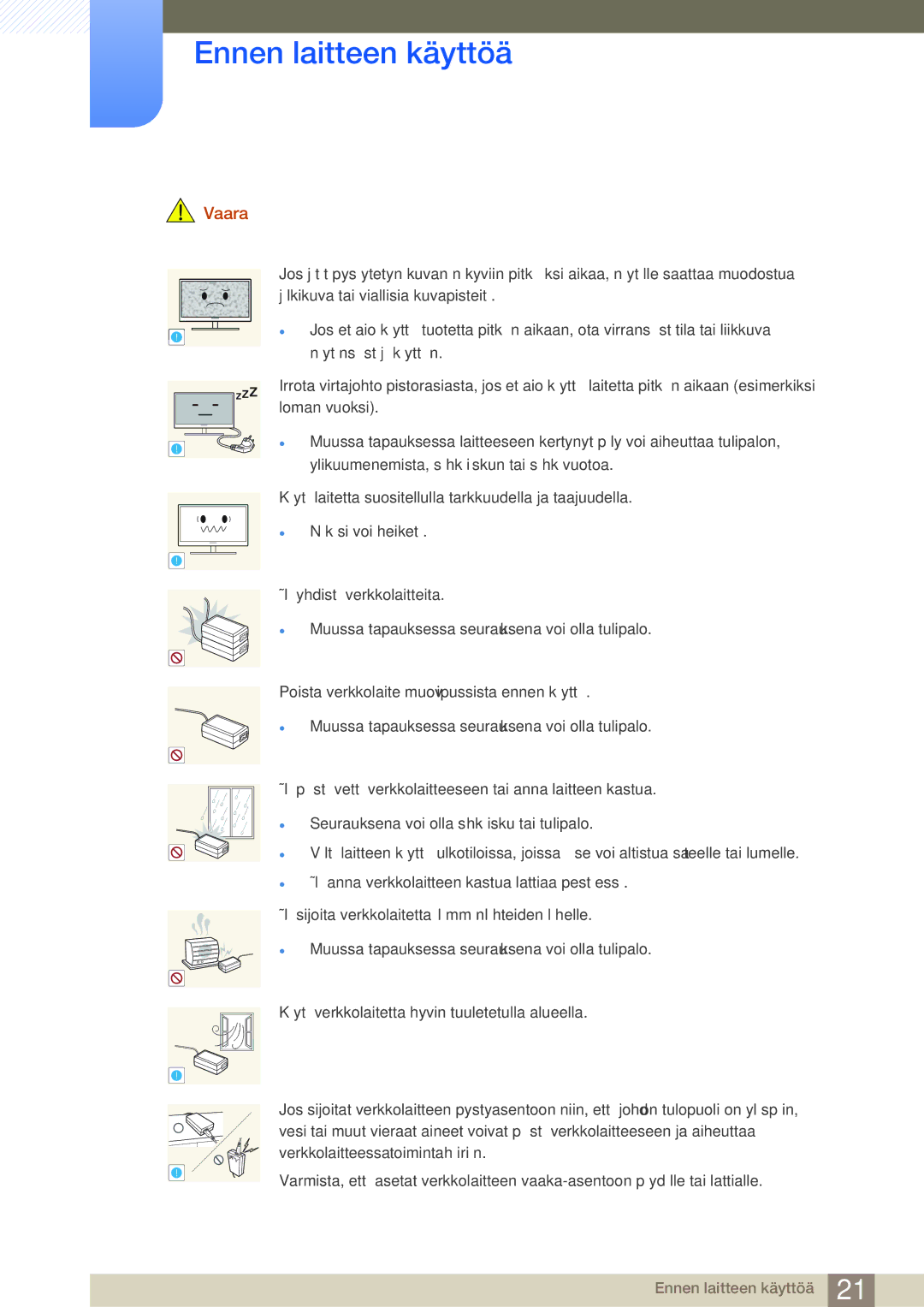 Samsung LS24C350HS/EN, LS22C350HS/EN, LS23C350HS/EN, LS27C350HS/EN manual Vaara 