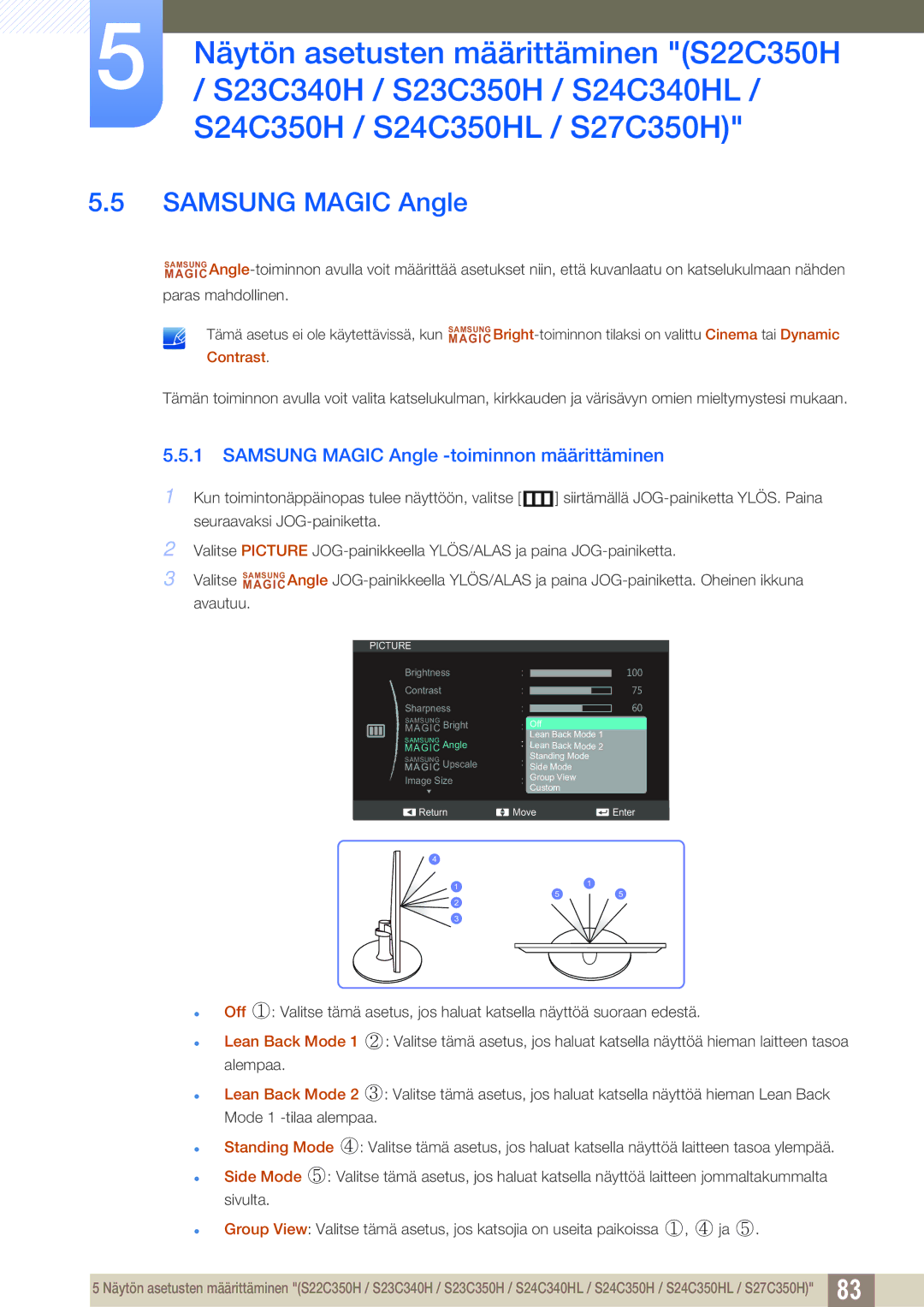 Samsung LS27C350HS/EN, LS22C350HS/EN, LS24C350HS/EN, LS23C350HS/EN manual Samsung Magic Angle 