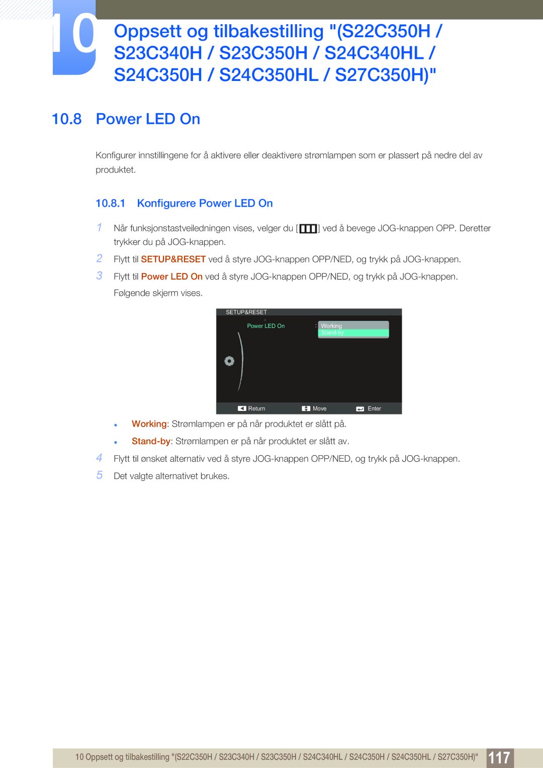 Samsung LS24C350HS/EN, LS22C350HS/EN, LS23C350HS/EN, LS27C350HS/EN manual Power LED On 