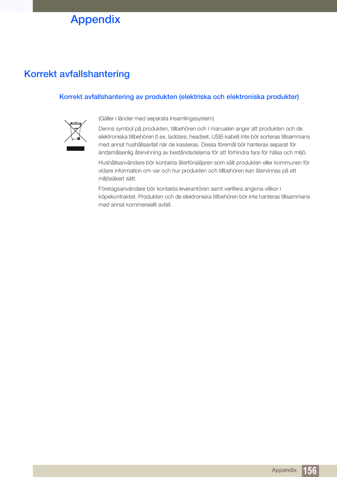 Samsung LS22C350HS/EN, LS24C350HS/EN, LS23C350HS/EN Korrekt avfallshantering, Gäller i länder med separata insamlingssystem 