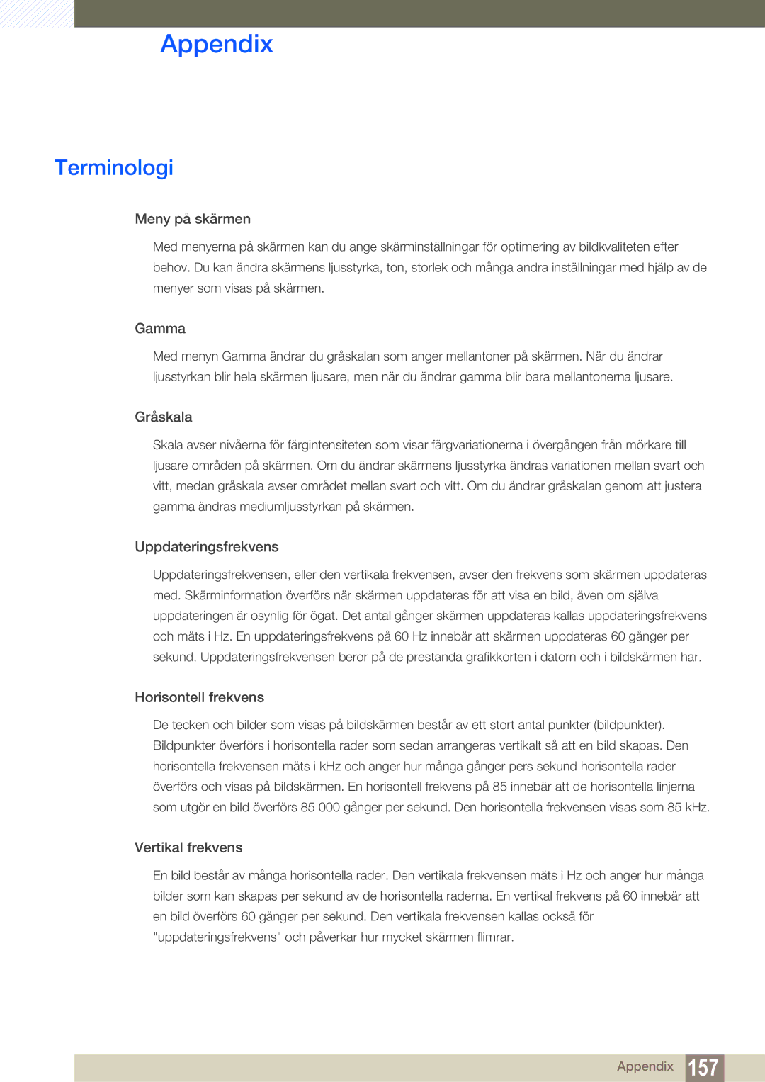 Samsung LS24C350HS/EN, LS22C350HS/EN, LS23C350HS/EN, LS27C350HS/EN manual Terminologi, Meny på skärmen 