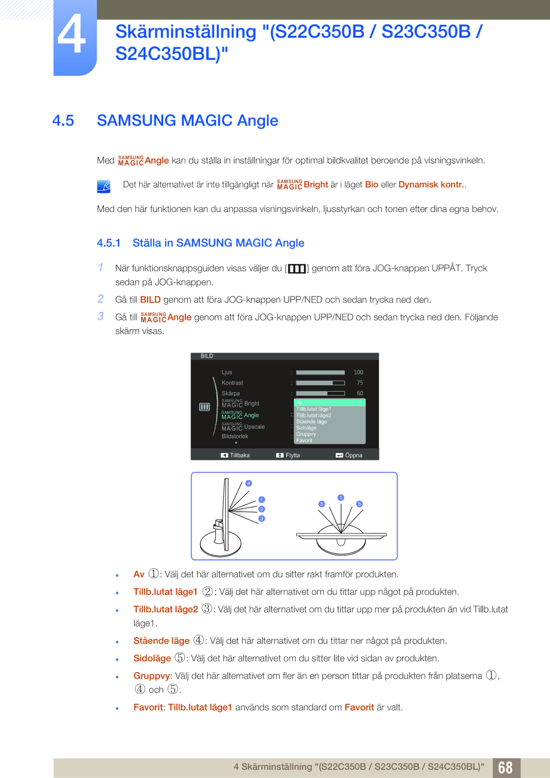 Samsung LS22C350HS/EN, LS24C350HS/EN, LS23C350HS/EN, LS27C350HS/EN manual Samsung Magic Angle 