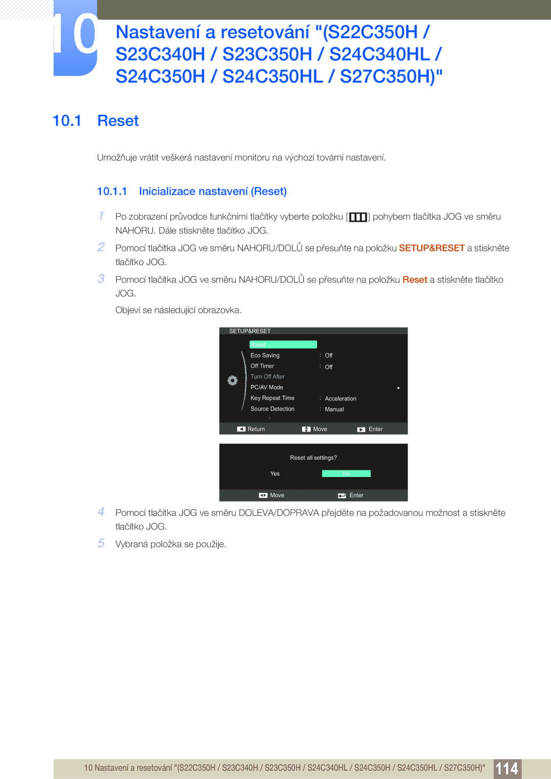 Samsung LS27C350HS/EN, LS22C350HS/EN, LS24C350HS/EN, LS22D300NY/EN manual Reset 