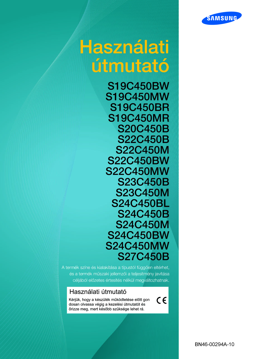 Samsung LS19C45KMWV/EN, LS22C45KMSV/EN, LS22C45KBSV/EN, LS22C45KMWV/EN, LS19C45KBR/EN manual Használati Útmutató 