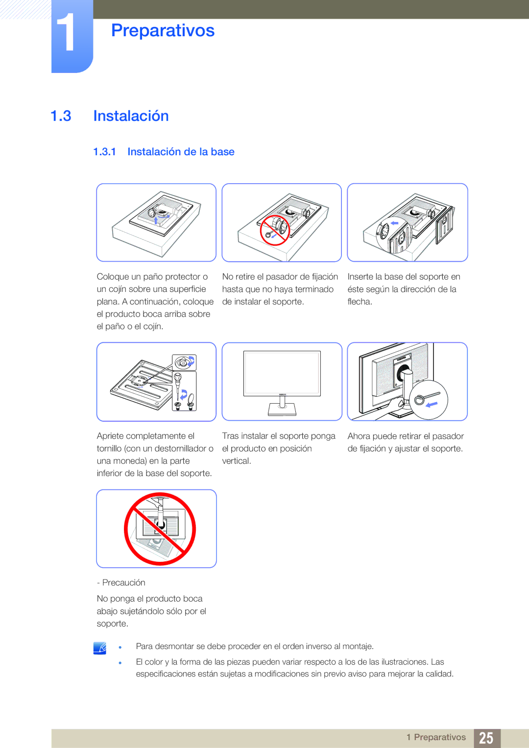 Samsung LS22C45UDW/EN, LS22C45UFS/EN manual Instalación de la base 