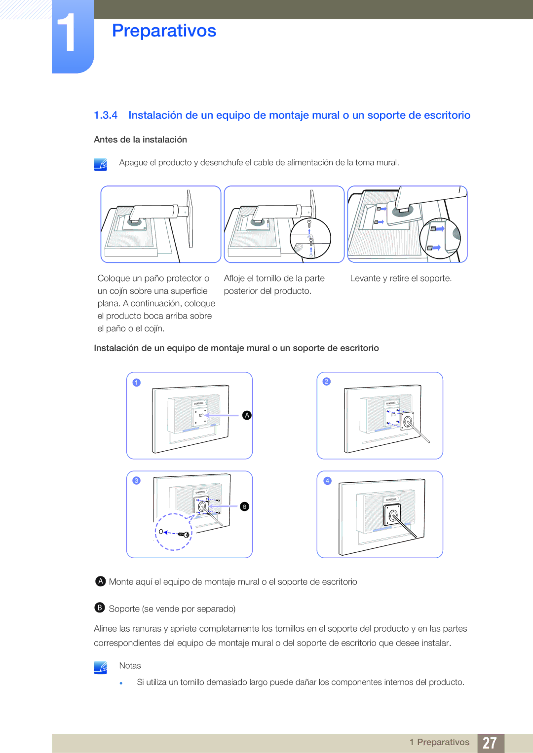 Samsung LS22C45UDW/EN, LS22C45UFS/EN manual Preparativos 