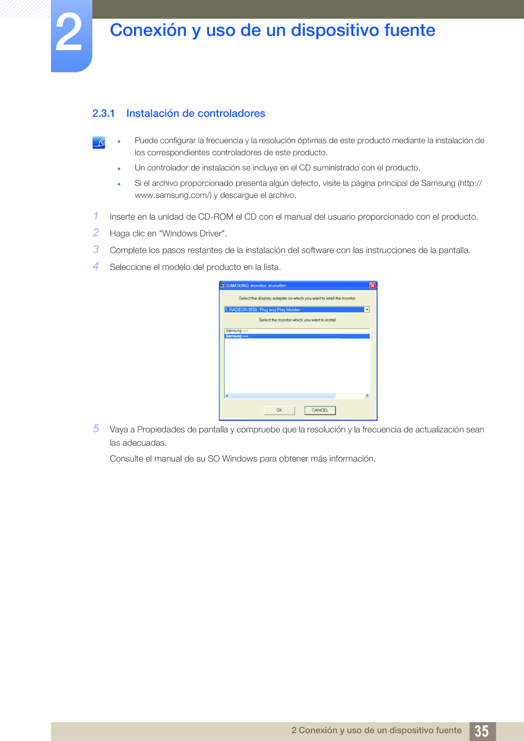 Samsung LS22C45UDW/EN, LS22C45UFS/EN manual Instalación de controladores 