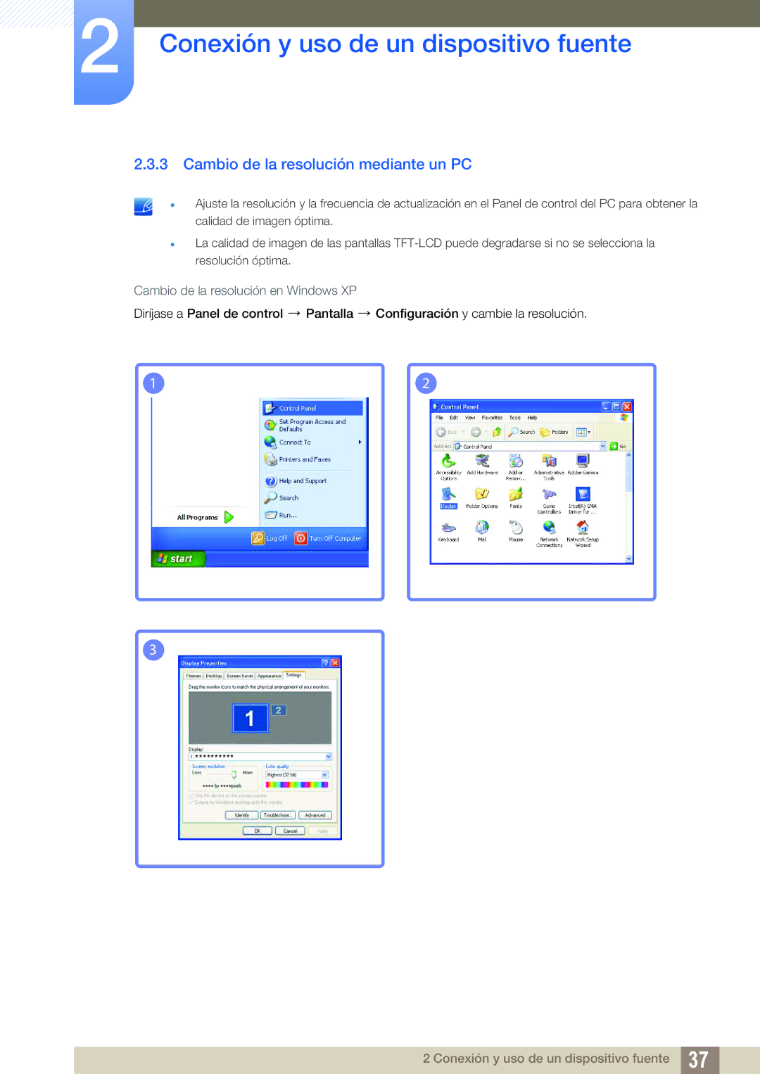 Samsung LS22C45UDW/EN, LS22C45UFS/EN manual Cambio de la resolución mediante un PC 