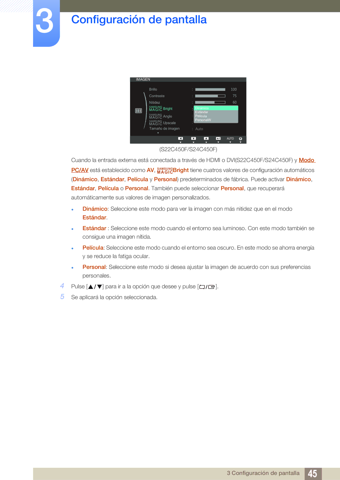 Samsung LS22C45UDW/EN, LS22C45UFS/EN manual Auto 