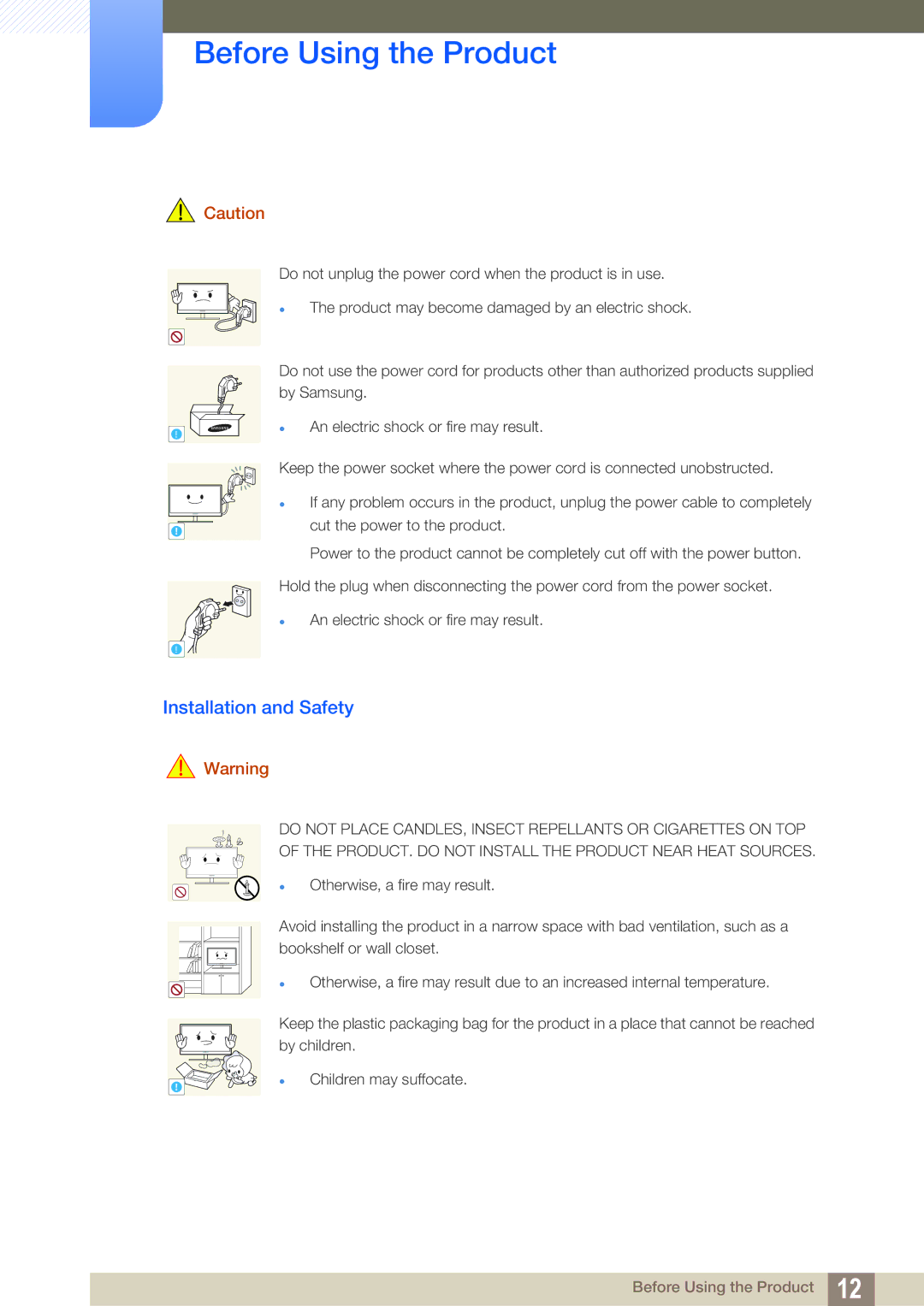 Samsung LS22C45UFS/EN, LS24C45UFS/EN, LS22C45UDW/EN manual Installation and Safety 