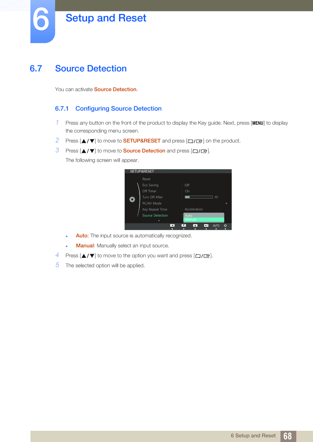 Samsung LS22C45UDW/EN, LS22C45UFS/EN, LS24C45UFS/EN manual Configuring Source Detection 