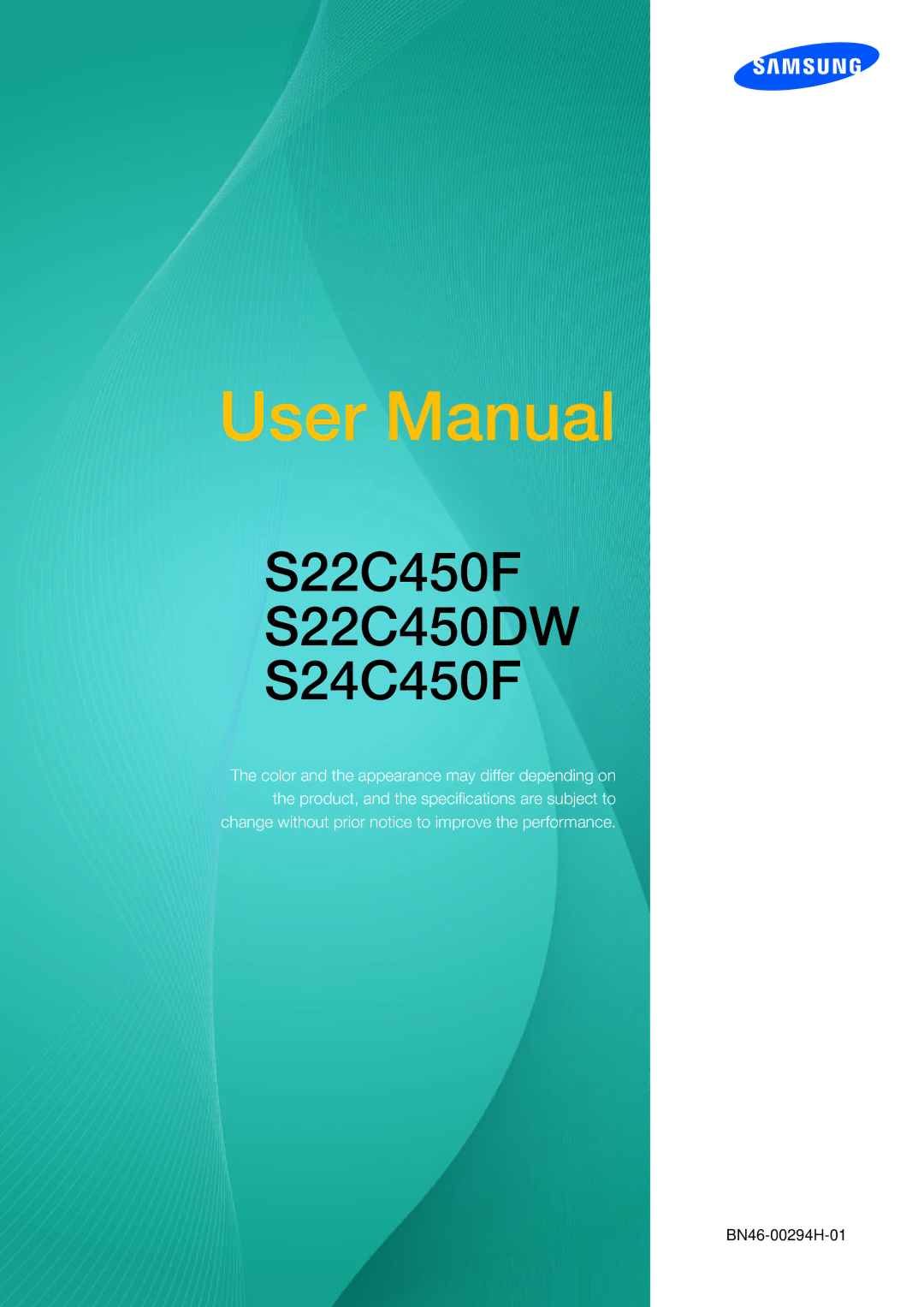 Samsung LS24C45UFS/EN, LS22C45UFS/EN, LS22C45UDW/EN manual S22C450F S22C450DW S24C450F 