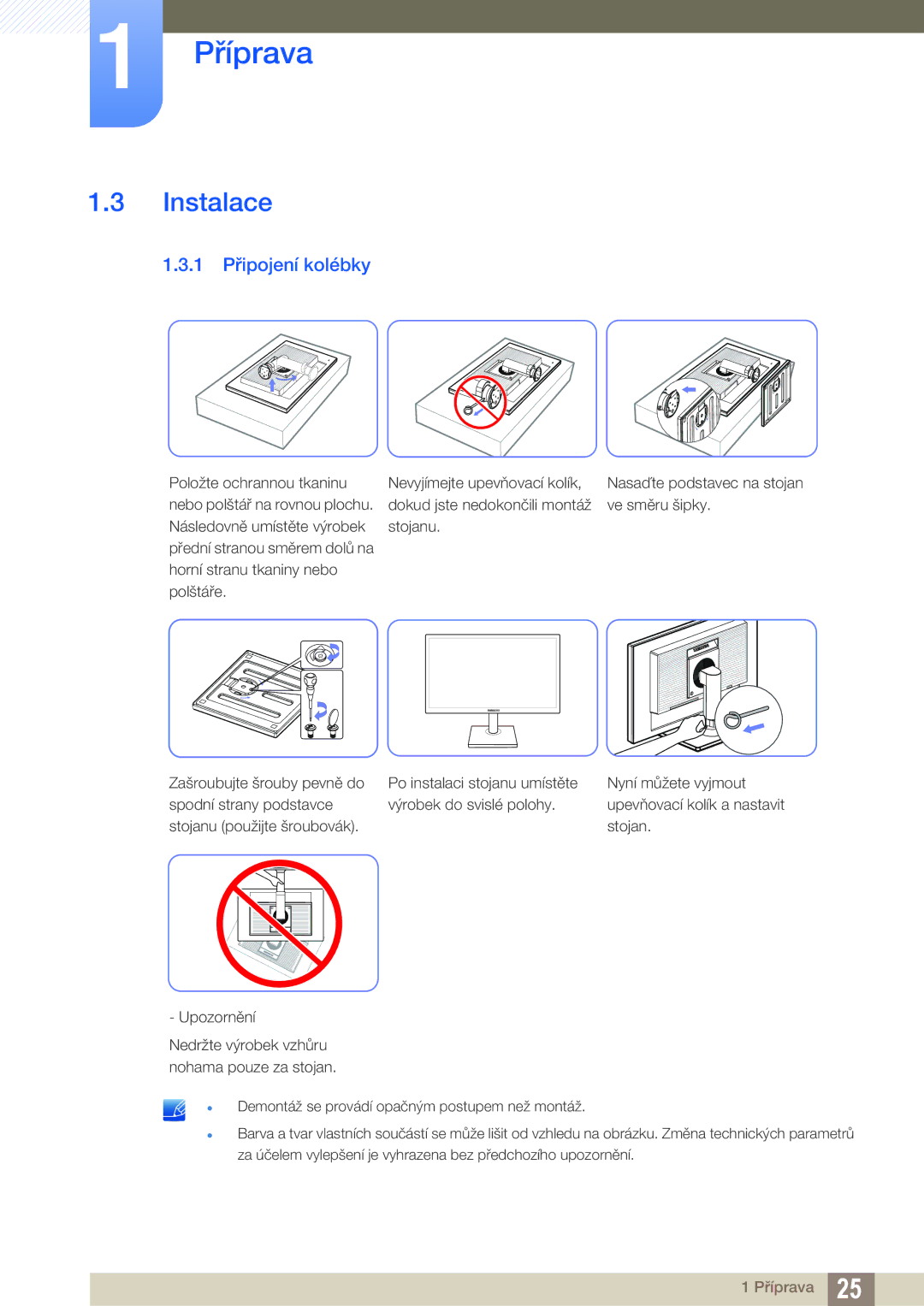 Samsung LS24C45UFS/EN, LS22C45UFS/EN, LS22C45UDW/EN manual Instalace, 1 Připojení kolébky 