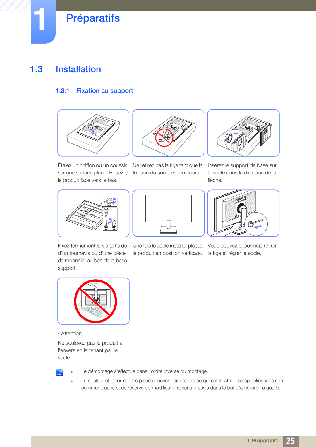 Samsung LS24C45UFS/EN, LS22C45UFS/EN manual Installation, Fixation au support 