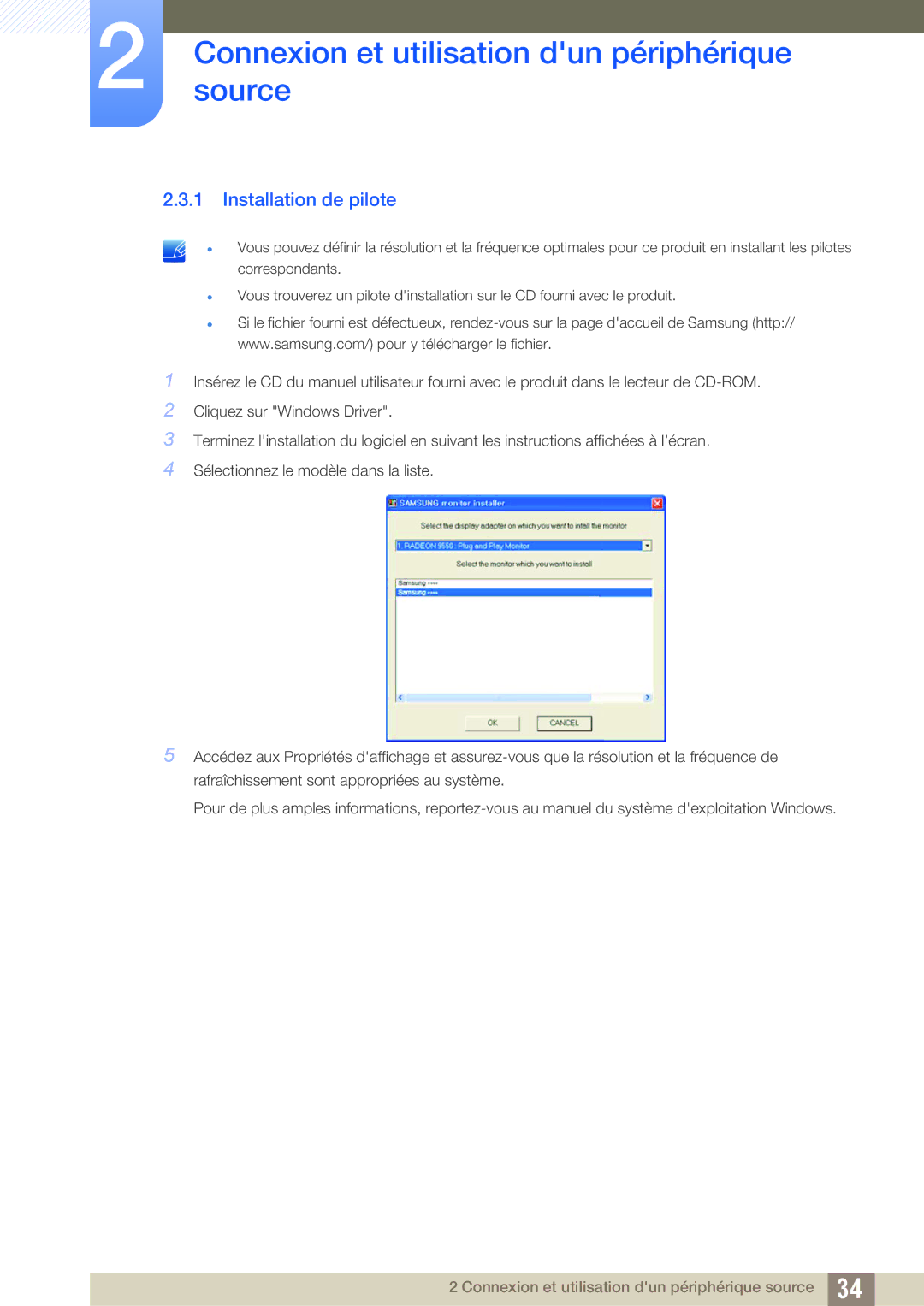 Samsung LS22C45UFS/EN, LS24C45UFS/EN manual Installation de pilote 