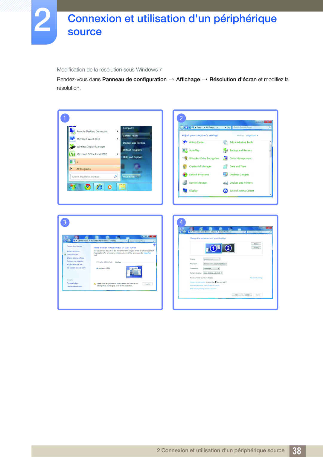 Samsung LS22C45UFS/EN, LS24C45UFS/EN manual Modification de la résolution sous Windows 