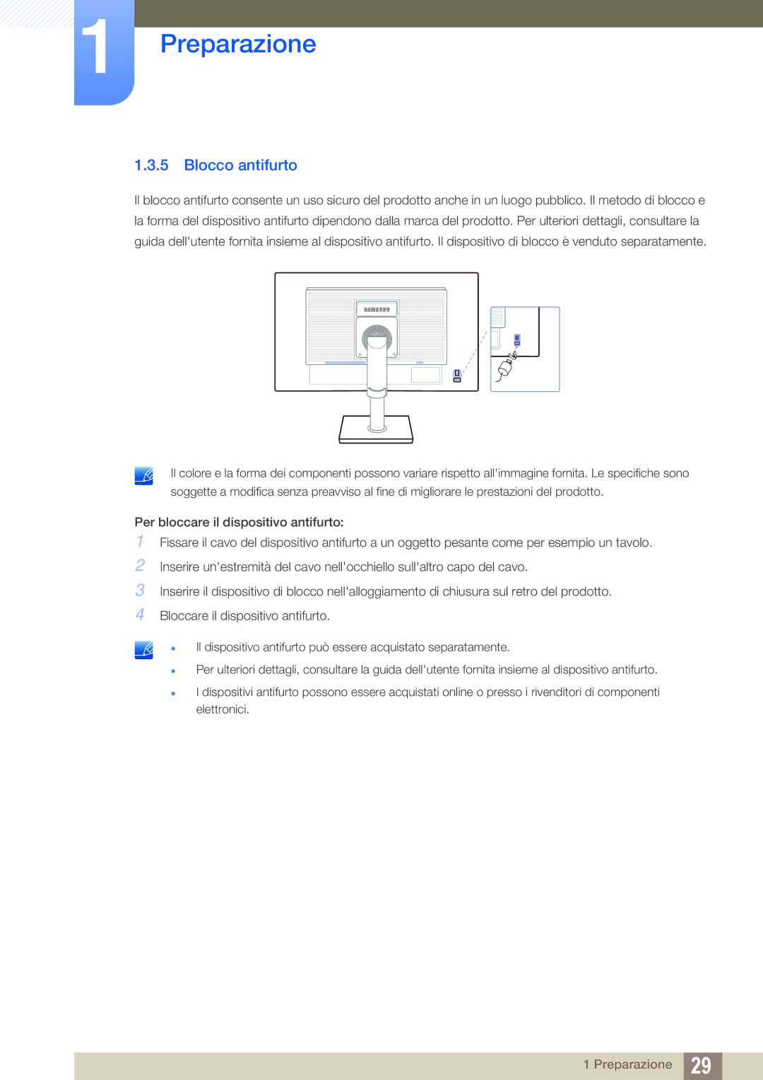 Samsung LS24C45UFS/EN, LS22C45UFS/EN manual Blocco antifurto 