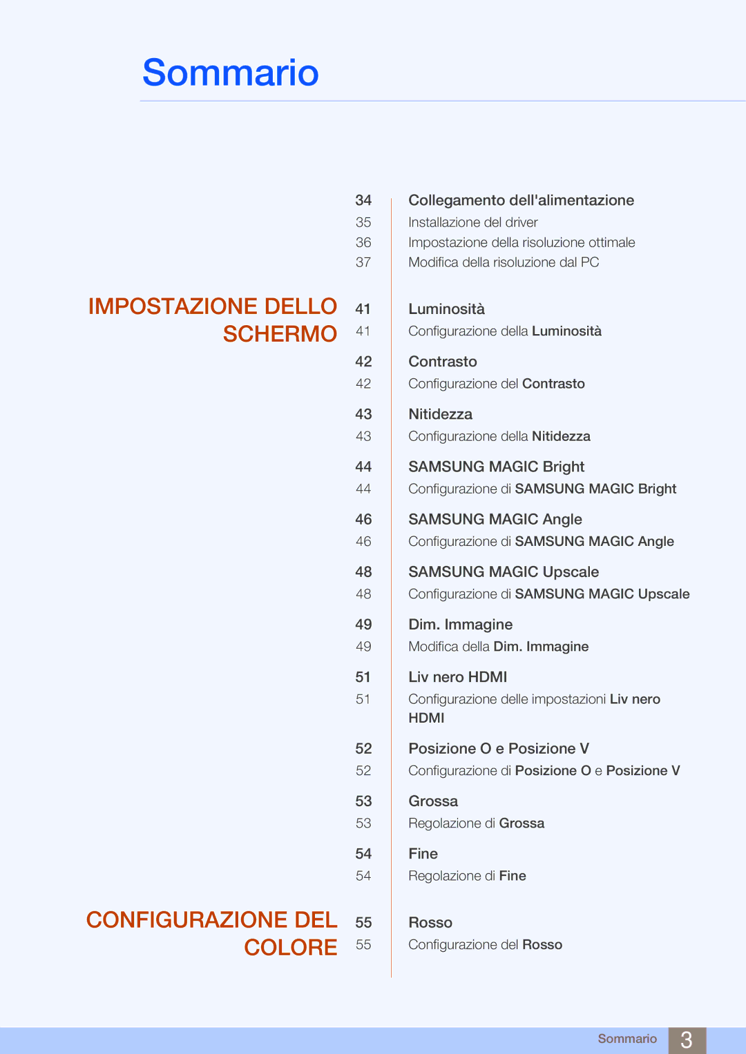 Samsung LS24C45UFS/EN, LS22C45UFS/EN manual Impostazione Dello Schermo Configurazione DEL Colore 