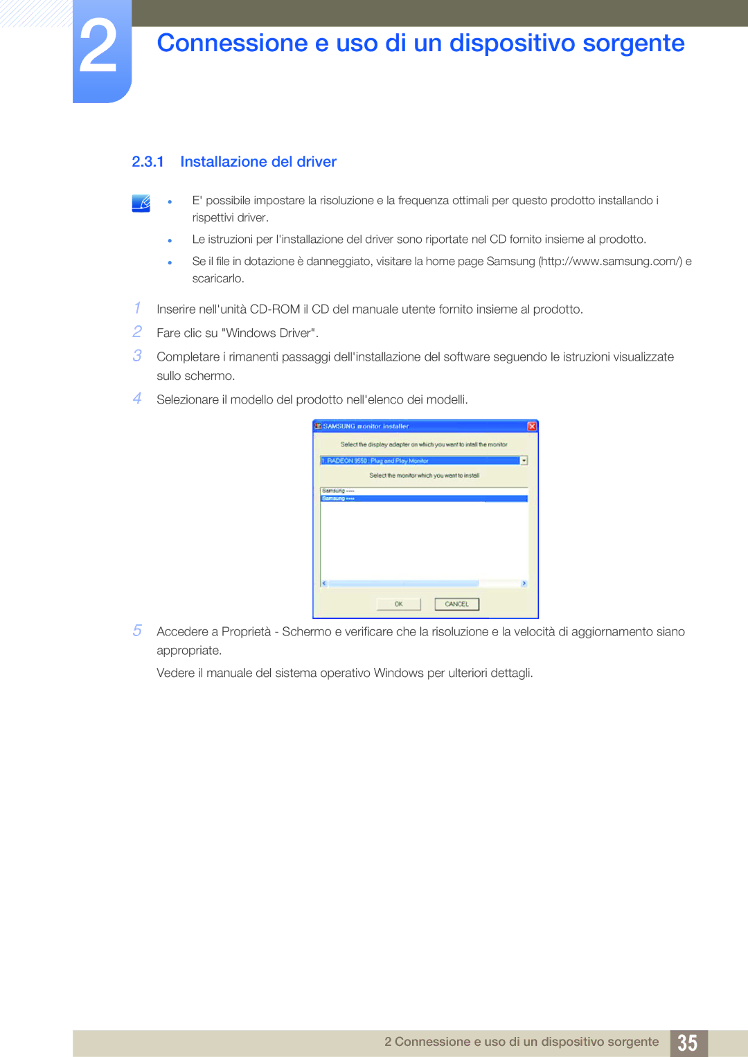 Samsung LS24C45UFS/EN, LS22C45UFS/EN manual Installazione del driver 