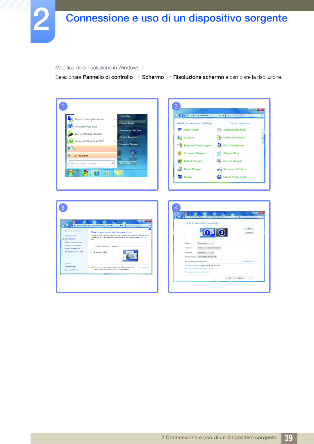 Samsung LS24C45UFS/EN, LS22C45UFS/EN manual Modifica della risoluzione in Windows 