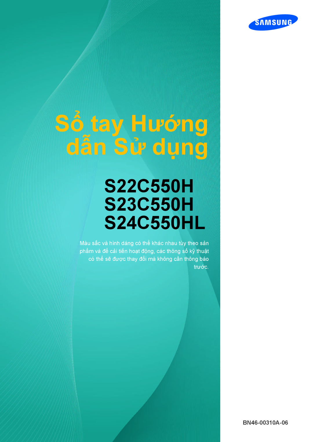 Samsung LS22C550HSMXV manual Sổ tay Hướng dẫn Sử dụng 