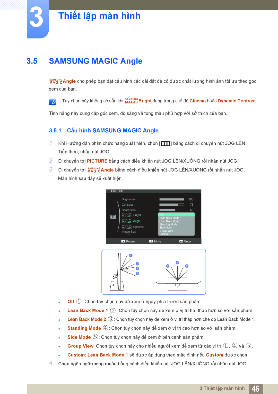 Samsung LS22C550HSMXV manual 1 Cấu hình Samsung Magic Angle 