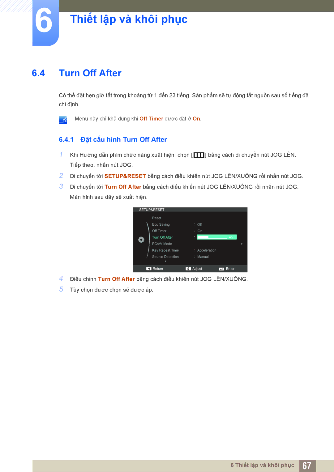 Samsung LS22C550HSMXV manual 1 Đặt cấu hình Turn Off After 