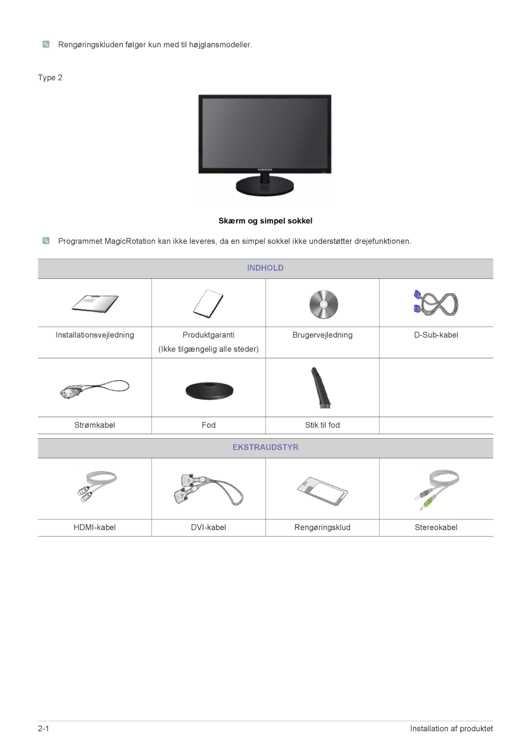 Samsung LS19CLNSB/EN, LS22CBDMSV/EN, LS19CLASSUEN, LS22CBUMBV/EN, LS22CBUMBE/EN, LS19CLASBUEN manual Skærm og simpel sokkel 