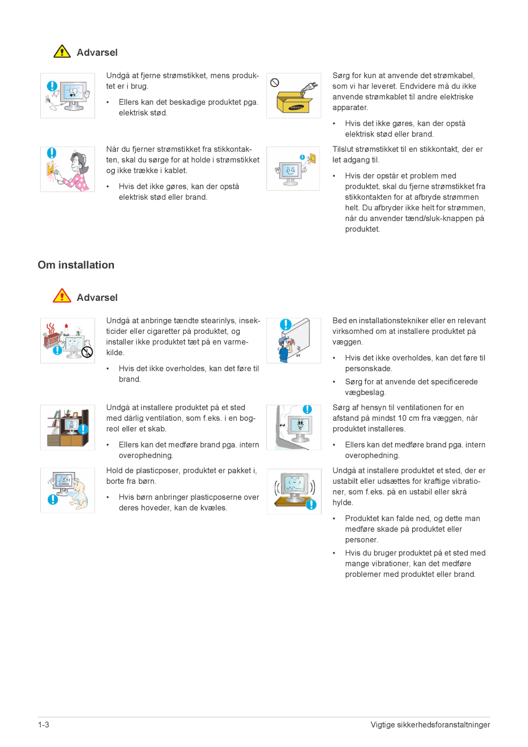 Samsung LS23X3HKFN/EN, LS22CBDMSV/EN, LS19CLASSUEN, LS22CBUMBV/EN, LS19CLNSB/EN, LS22CBUMBE/EN, LS19CLASBUEN Om installation 