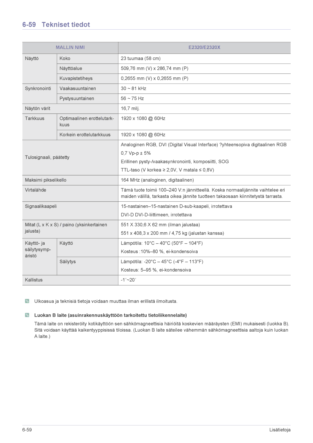 Samsung LS23X3HKFN/EN, LS22CBDMSV/EN, LS19CLASSUEN, LS22CBUMBV/EN, LS19CLNSB/EN, LS22CBUMBE/EN, LS19CLASBUEN manual E2320/E2320X 