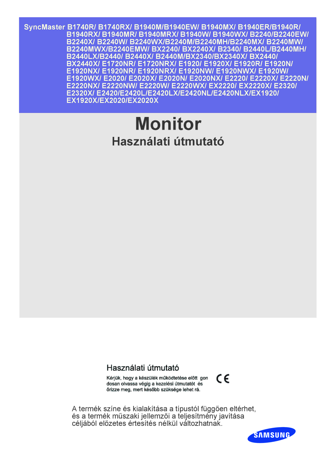 Samsung LS22CBDMBV/ZA, LS22CBUABV/EN, LS20CLYSB/EN, LS22CBUMBV/EN, LS19CLYSBUEN, LS19CLASB/EN, LS19CLWSBUEN manual Monitor 