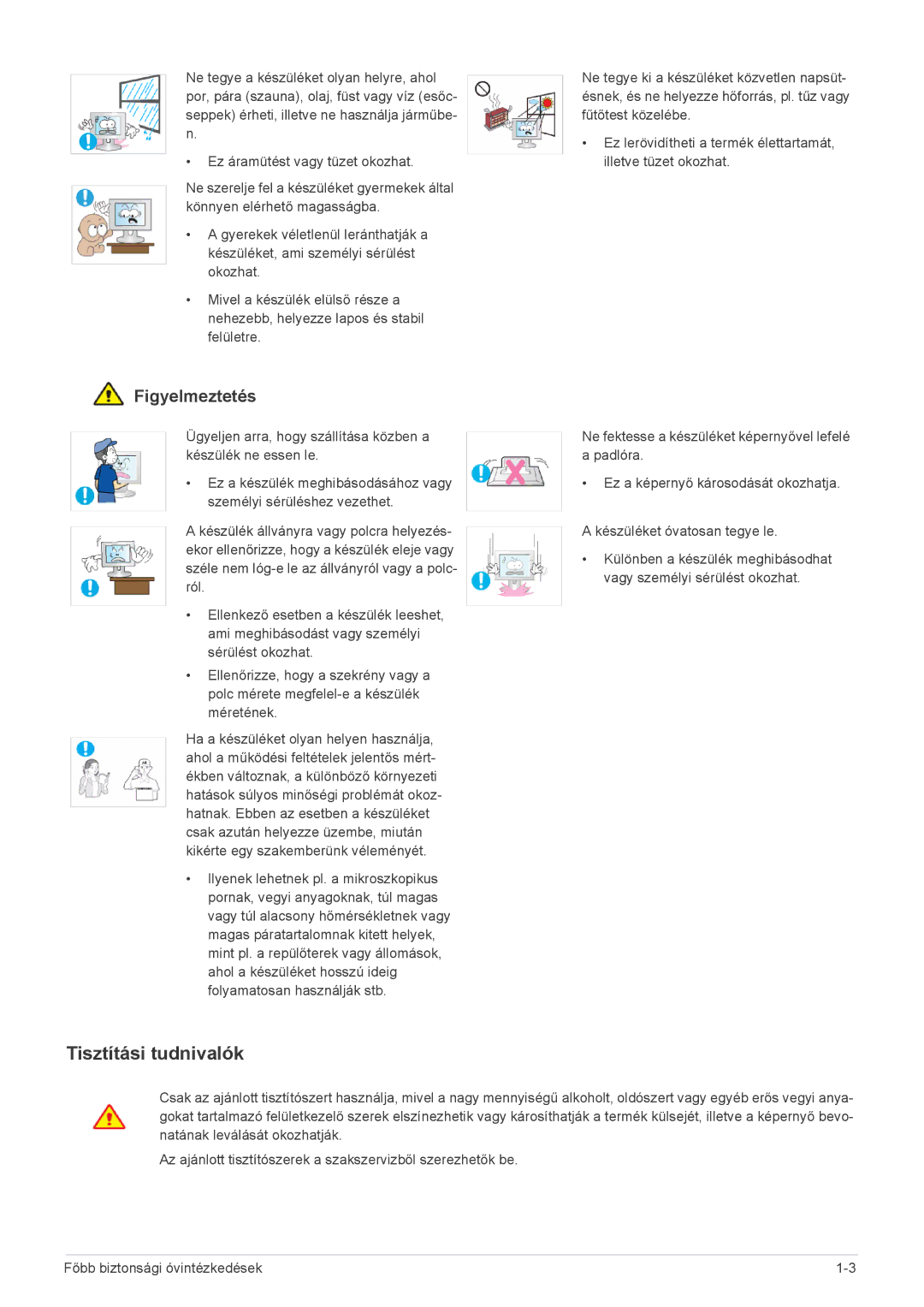 Samsung LS23CBUMBV/EN, LS22CBUABV/EN, LS22CBDMBV/ZA, LS20CLYSB/EN, LS22CBUMBV/EN, LS19CLYSBUEN manual Tisztítási tudnivalók 