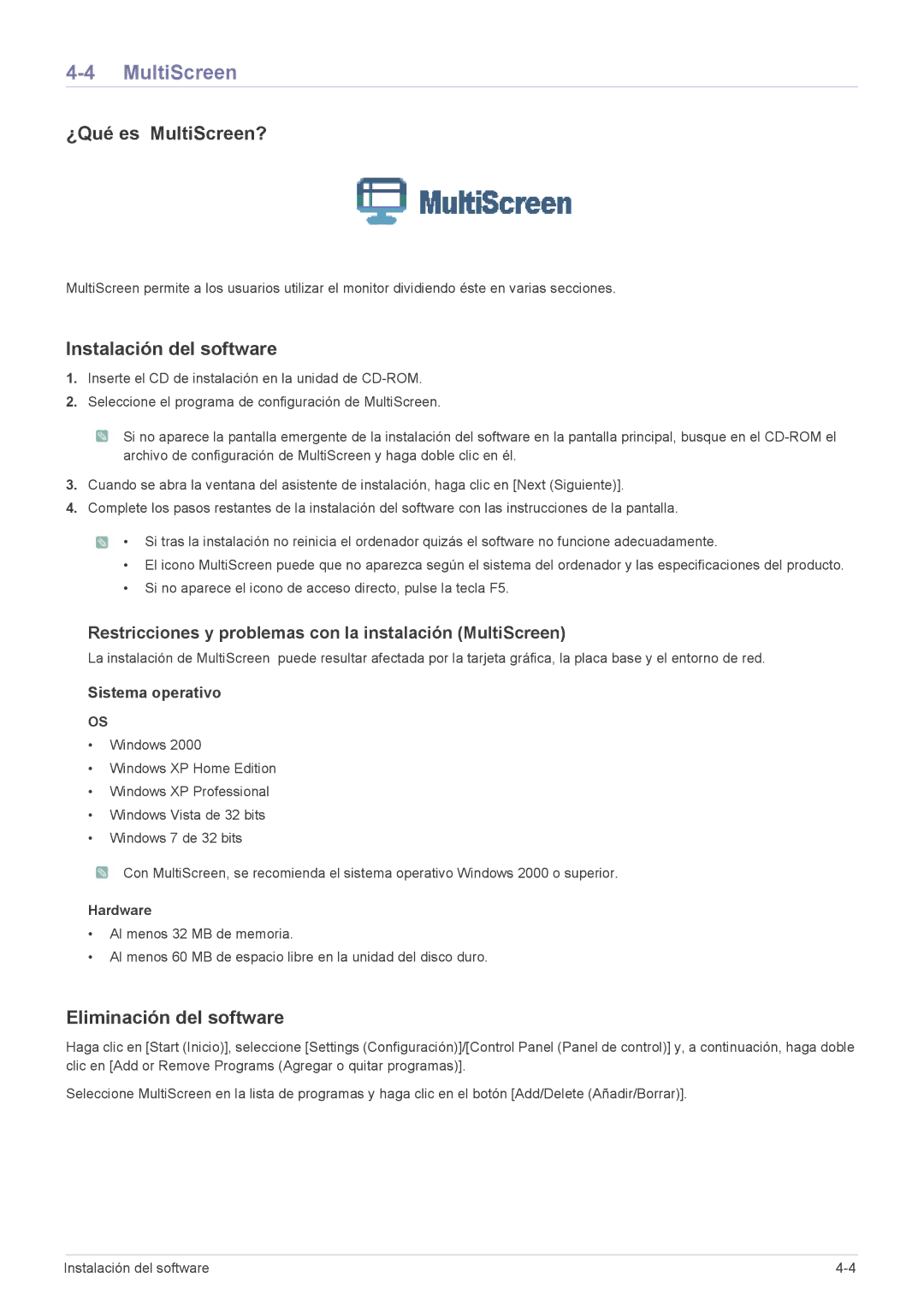 Samsung LS23CBUMBV/EN, LS22CBUABV/EN, LS22CBUMBV/EN, LS19CLYSBUEN, LS19CLWSBUEN, LS19CLNSB/EN manual ¿Qué es MultiScreen? 