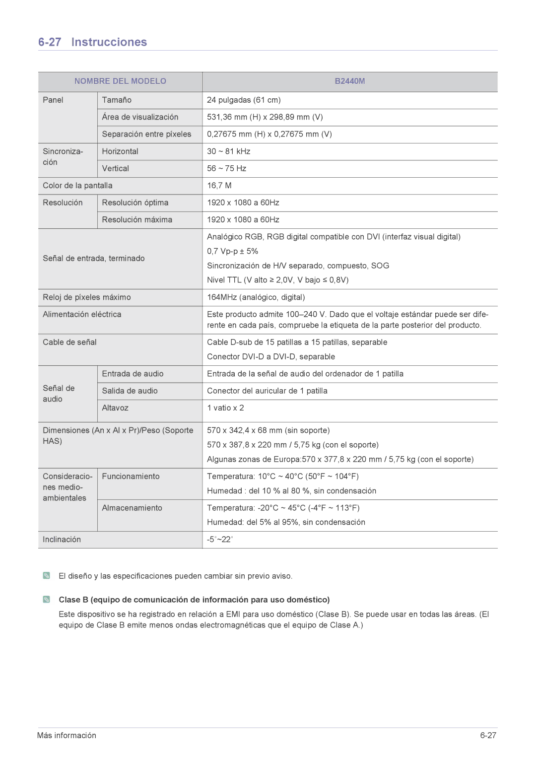 Samsung LS19CLYSBUEN, LS22CBUABV/EN, LS22CBUMBV/EN, LS19CLWSBUEN, LS19CLNSB/EN, LS22CBUABV/CH, LS23CBUMBV/EN manual B2440M 