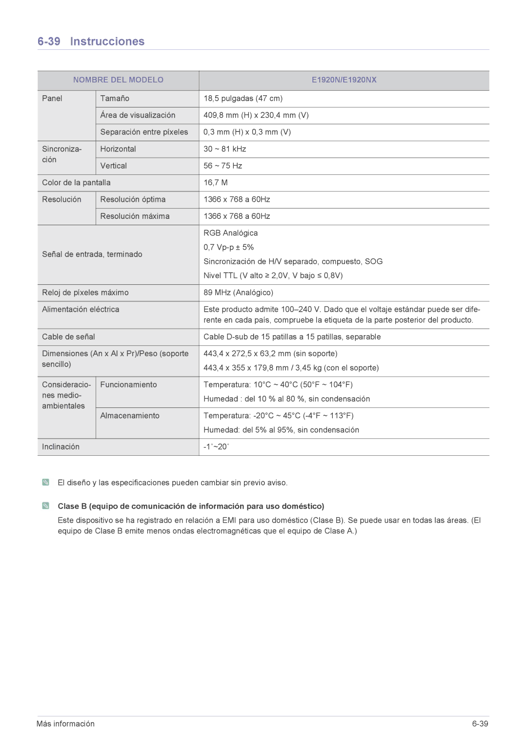 Samsung LS17CLASB/EN, LS22CBUABV/EN, LS22CBUMBV/EN, LS19CLYSBUEN, LS19CLWSBUEN, LS19CLNSB/EN, LS22CBUABV/CH manual E1920N/E1920NX 