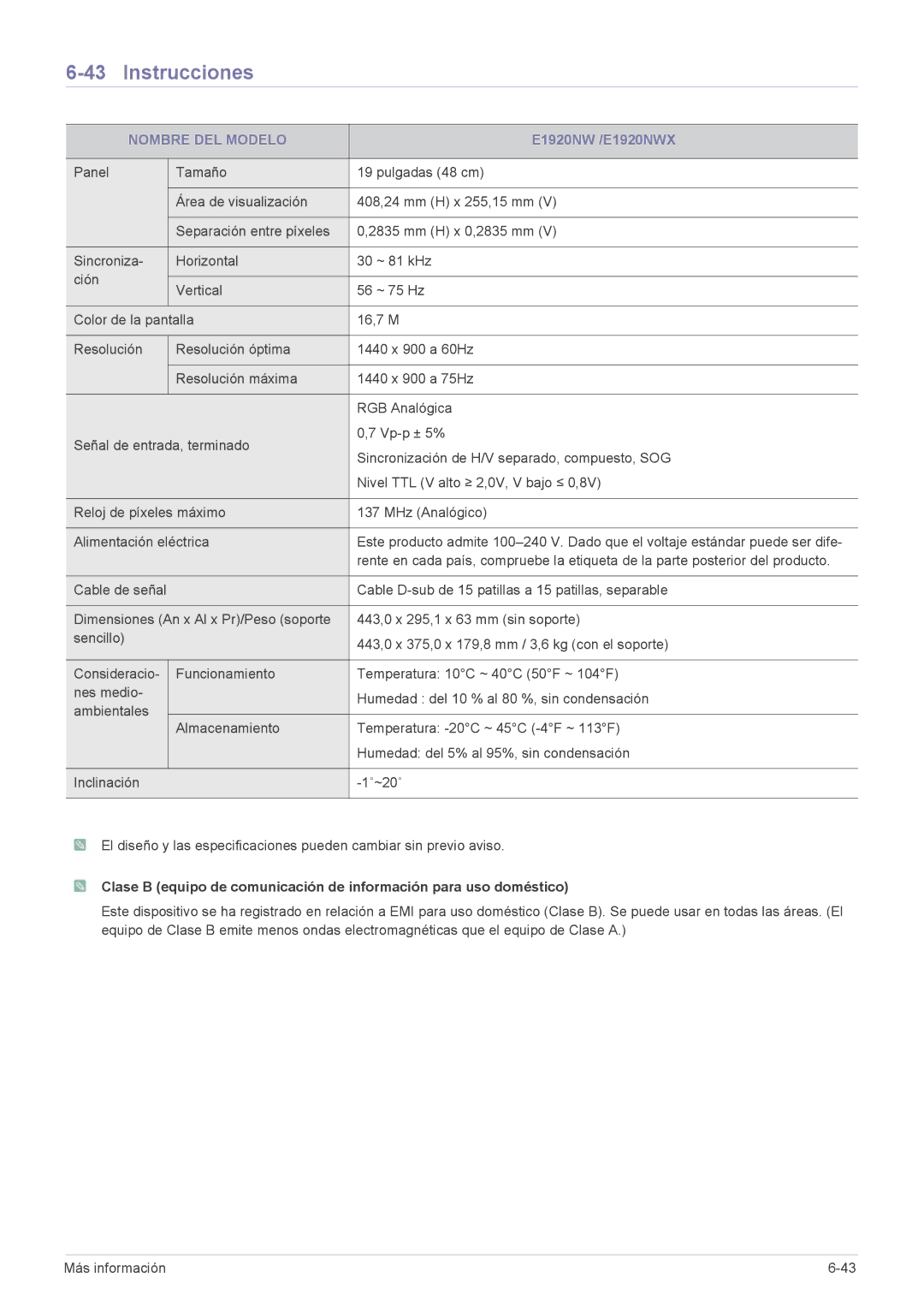 Samsung LS22CBUABV/EN, LS22CBUMBV/EN, LS19CLYSBUEN, LS19CLWSBUEN, LS19CLNSB/EN, LS22CBUABV/CH, LS23CBUMBV/EN E1920NW /E1920NWX 