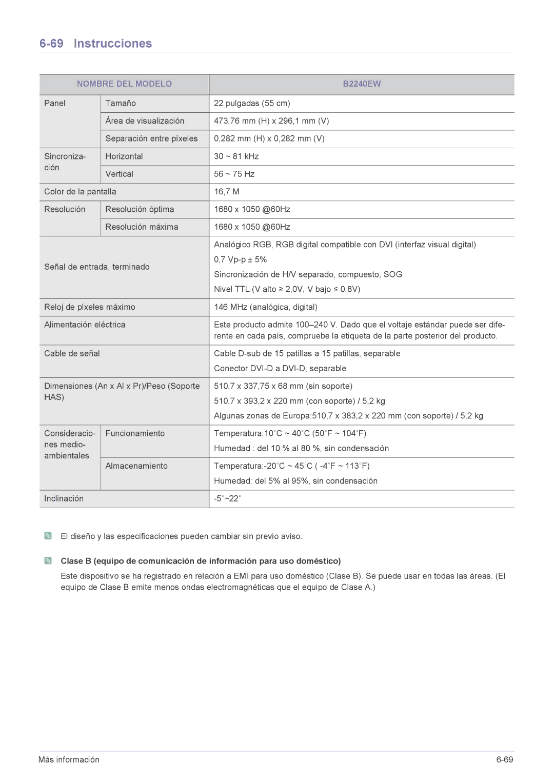 Samsung LS24CBHMBV/EN, LS22CBUABV/EN, LS22CBUMBV/EN, LS19CLYSBUEN, LS19CLWSBUEN, LS19CLNSB/EN, LS22CBUABV/CH manual B2240EW 