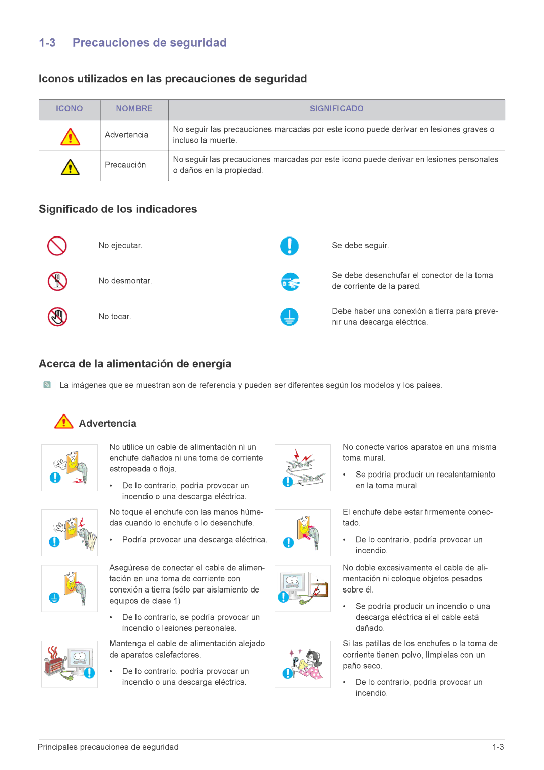 Samsung LS24CBHMBV/EN, LS22CBUABV/EN manual Precauciones de seguridad, Iconos utilizados en las precauciones de seguridad 